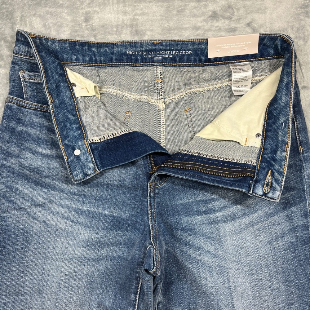 Chico's High Rise Straight Leg Crop Jeans Women Blue Stretch Denim 10R NWT - Picture 5 of 13